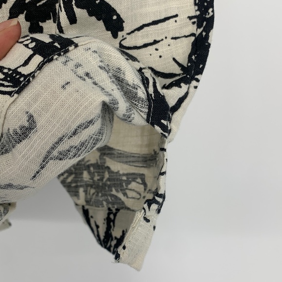 Sz xl 18/20 husky Men's Tropical Palm Print Shirt - Black and Cream vacation top - Picture 12 of 13